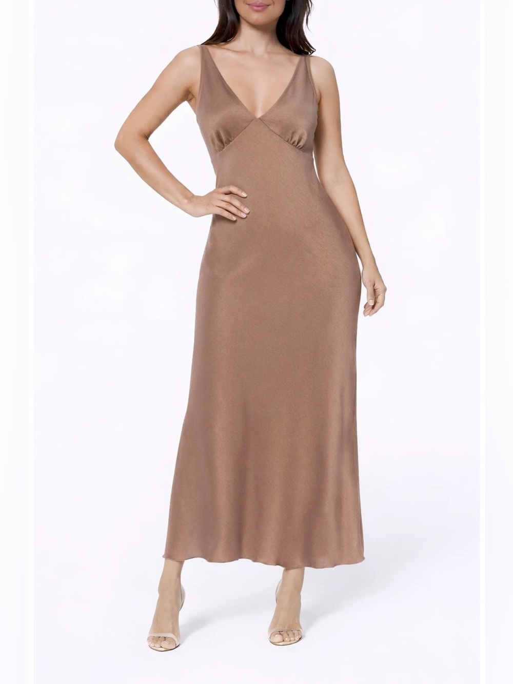 Crepe V-Neck Maxi Dress
